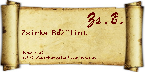 Zsirka Bálint névjegykártya